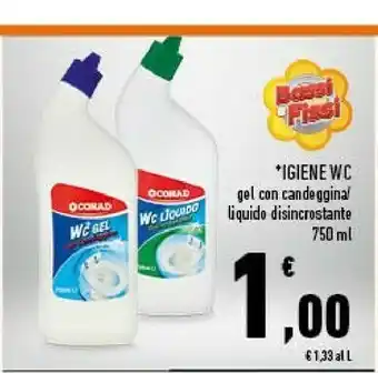 Conad Igiene Wc Gel Con Candeggina / Liquido Disincrostante 750 Ml offerta