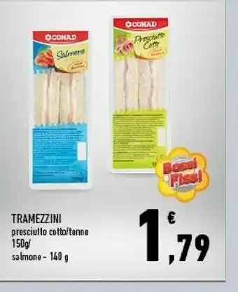 Conad Tramezzini Prosciutto Cotto / Tonno 150 G Salmone 140 G offerta