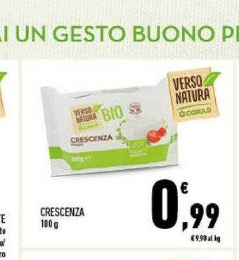 Conad Conad - Crescenza Biologica Verso Natura 100 G(ml) offerta