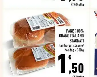 Conad Stagnati Pane 100% Grano Italiano Hamburger Sesamo / Hot Dog 300 G offerta