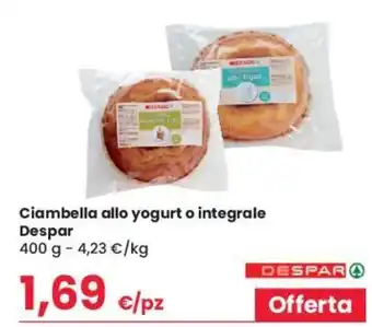 Despar Ciambella alla yogurt o integrale Despar 400 g offerta