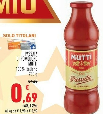 Conad Mutti Passata Di Pomodoro 700 G(ml) offerta