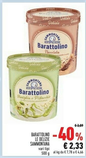 Conad Sammontana Barattolino Delizie Stracciatella 500 G(ml) offerta