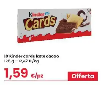 Despar 10 Kinder cards latte cacao 128 g offerta