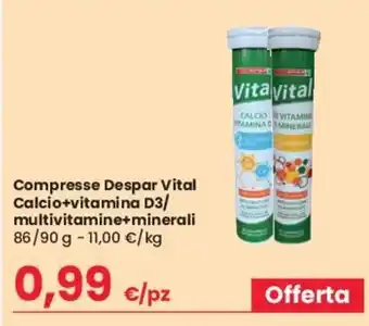 Despar Compresse Despar Vital Calcio+vitamina D3/multivitamine+minerali 86/90 g offerta