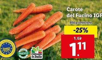 Lidl Carote del fucino igp offerta