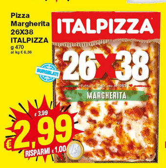 Prix Quality Italpizza Pizza Margherita 26x38 470g offerta