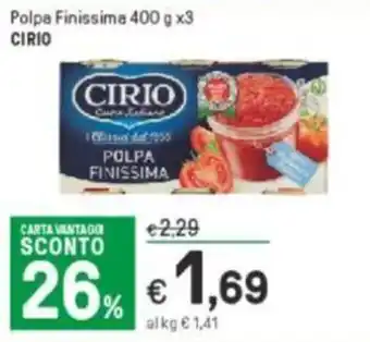 Iper La Grande Cirio Polpa Finissima 400 g x3 offerta