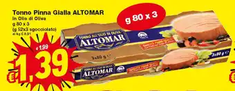 Prix Quality Altomar Tonno Pinna Gialla 80g x 3 offerta