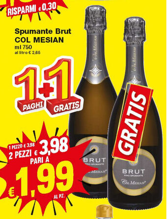 Prix Quality Col Mesian Spumante Brut 750ml offerta
