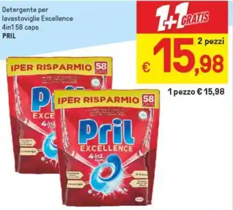 Iper La Grande Pril Detergente per lavastoviglie Excellence 4in1 58 caps offerta