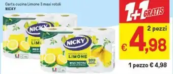 Iper La Grande Nicky Carta cucina Limone 3 maxi rotoli offerta