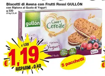Prix Quality Gullón Biscotti di Avena con Frutti Rossi 220g offerta