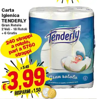 Prix Quality Tenderly Carta Igienica 18 Rotoli offerta