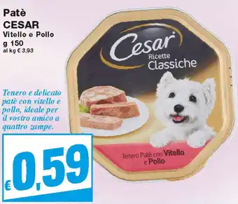 Prix Quality Cesar Patè Vitello e Pollo 150g offerta