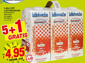 Prix Quality Lattebusche Latte UHT 1000ml x 6 offerta