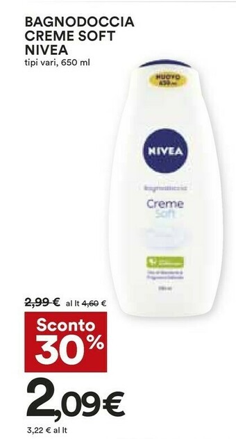Coop Nivea Bagnodoccia Creme Soft offerta