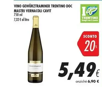 Coop Cavit Mastri Vernacoli Vino Gewurztraminer Trentino DOC offerta