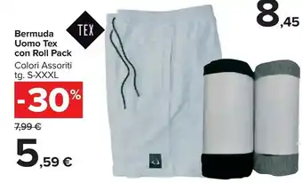 Carrefour Market Tex Bermuda Uomo Con Roll Pack offerta