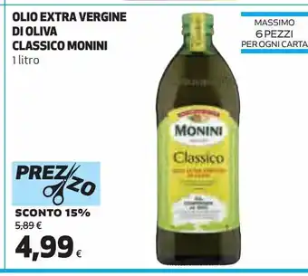 Ipercoop Olio extra vergine di oliva classico monini offerta