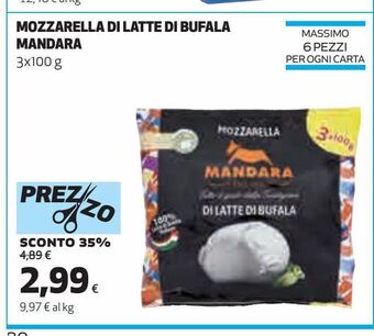 Ipercoop Mozzarella di latte di bufala mandara offerta