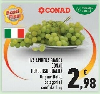 Conad Conad Uva Apirena Bianca Percorso Qualità offerta