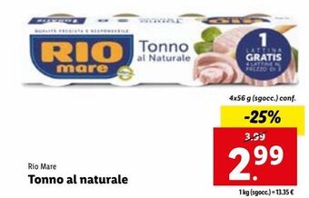 Lidl Tonno al naturale offerta
