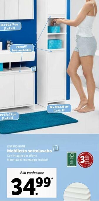 Lidl Mobiletto sottolavabo offerta