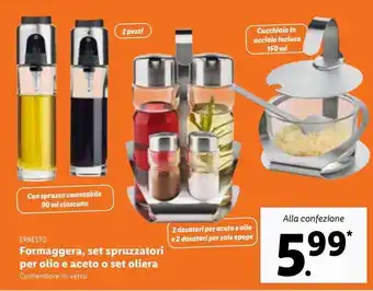 Lidl Formaggera, set spruzzatori per olio e aceto o set oliera offerta