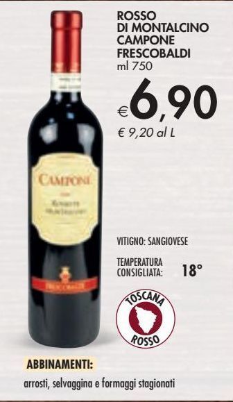 Bennet Rosso di montalcino campone frescobaldi offerta