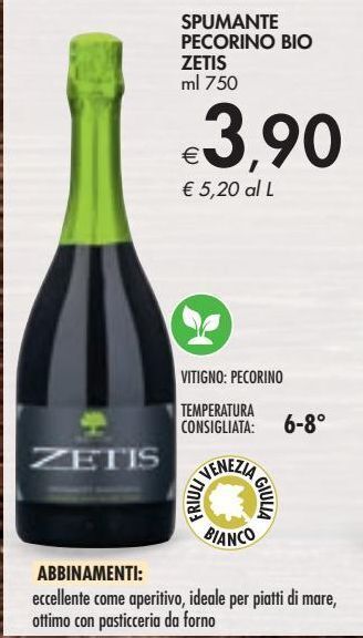 Bennet Spumante pecorino bio zetis offerta