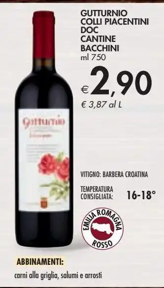 Bennet Gutturnio colli piacentini doc cantine bacchini offerta