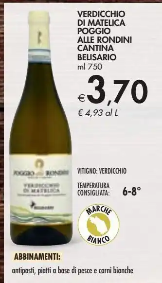 Bennet Verdicchio di matelica poggio alle rondini cantina belisario offerta