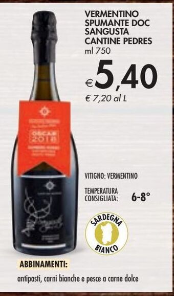 Bennet Vermentino spumante doc sangusta cantine pedres offerta