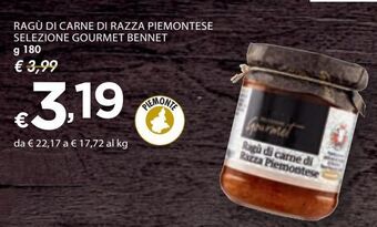 Bennet Ragù di carne di razza piemontese selezione gourmet bennet offerta