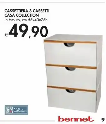 Bennet Cassettiera 3 cassetti casa collection offerta