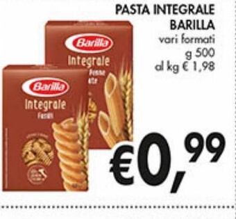 Supermercato Coal Pasta integrale barilla offerta