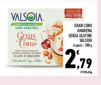 Conad Valsoia Gran Cono Amarena Senza Glutine 4 Pezzi 300 G offerta