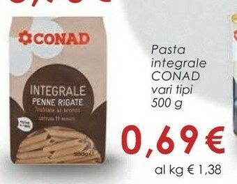 Conad Conad - Integrale Penne Rigate 500 G(ml) offerta