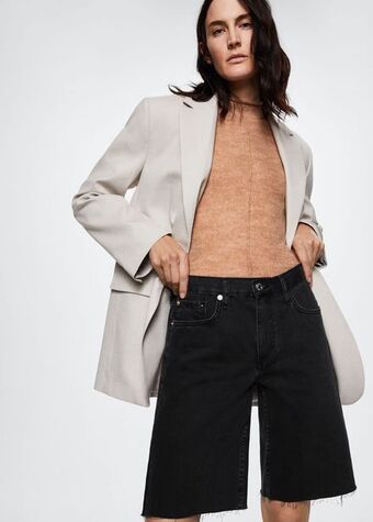 Mango Bermuda denim bordo inferiore sfilacciato offerta