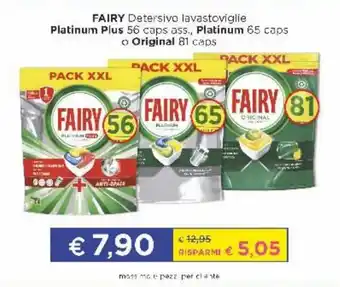 Acqua & Sapone Fairy Detersivo Lavastoviglie Platinum Plus 56 caps ass., Platinum 65 caps o Original 81 caps offerta