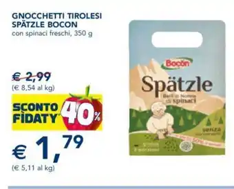 Esselunga Gynocchetti Tirolesi Spätzle Bocon con spinaci freschi, 350 g offerta