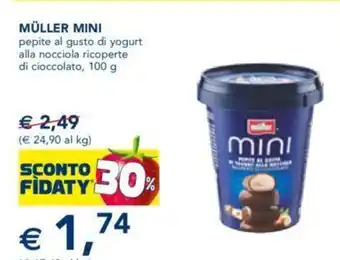 Esselunga Müller Mini pepite al gusto di yogurt alla nocciola ricoperte di cioccolato, 100 g offerta