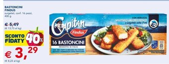 Esselunga Bastoncini Findus surgelati, conf. 16 pezzi, 400 g offerta