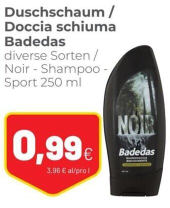 Coop Badedas Duschschaum / Doccia schiuma diverse Sorten / Noir - Shampoo - Sport 250 ml offerta