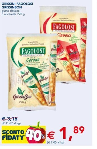 Esselunga Grissini Fagolosi Grissinbon gusto classico o ai cereali, 270 g offerta