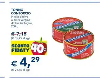 Tonno Consorcio in olio d'oliva o extra vergine d'oliva biologico, 200 g