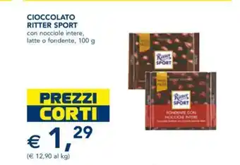Esselunga Cioccolato Ritter Sport con nocciole intere, latte o fordente, 100 g offerta