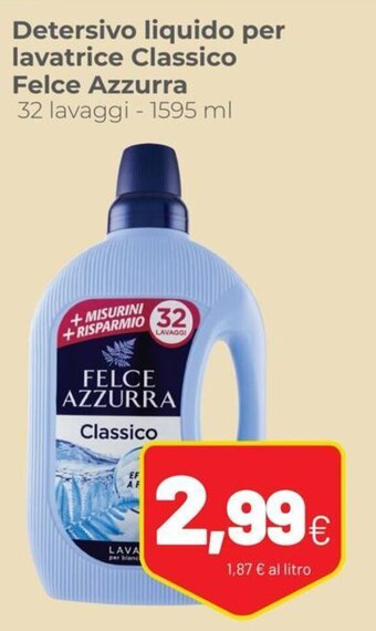 Coop Felce Azzurra Detersivo liquido per lavatrice Classico 32 lavaggi - 1595 ml offerta