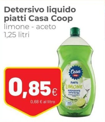 Coop Casa Coop Detersivo liquido piatti limone - aceto 1,25 litri offerta